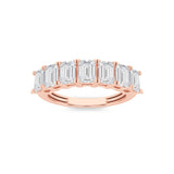 2CTW Emerald Shaped Lab Grown Diamond (F/VVS) Seven Stone Band Ring in 14K Gold