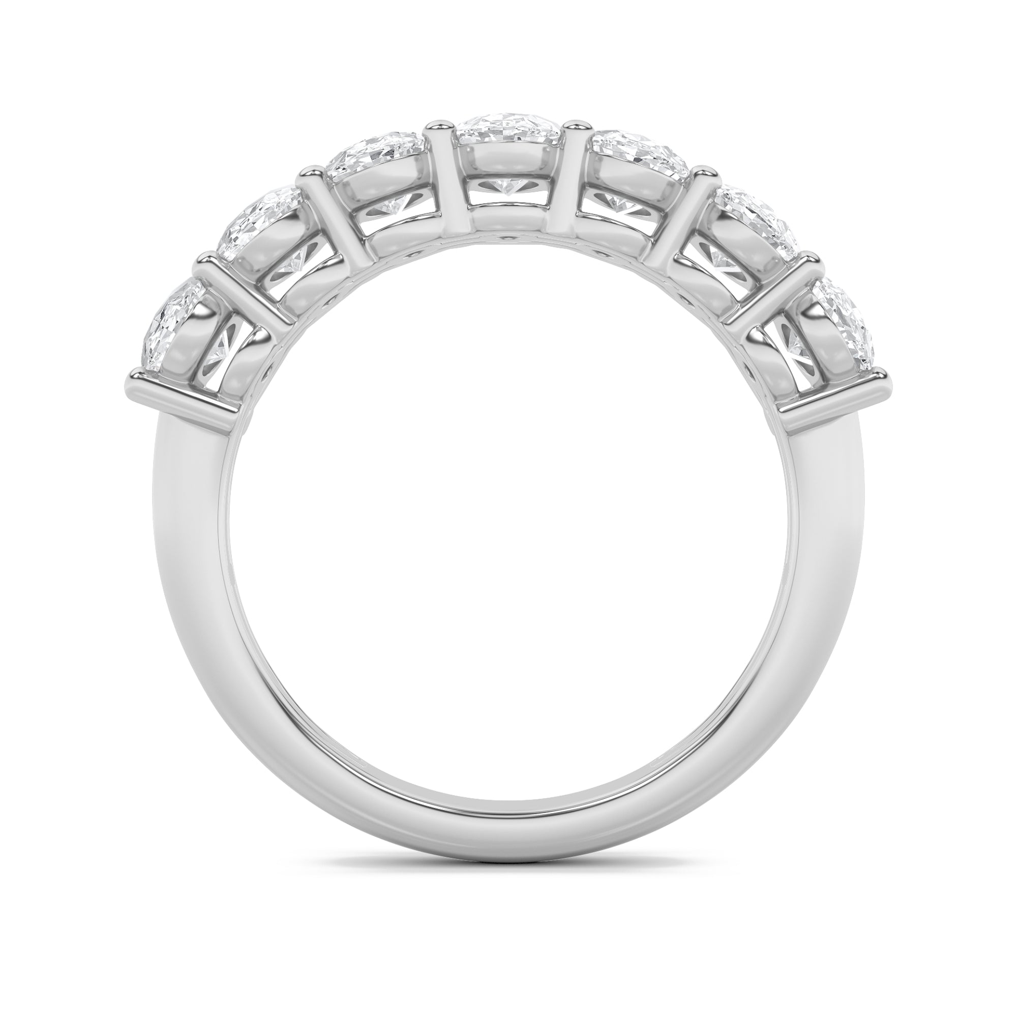 2CTW Oval Shaped Lab Grown Diamond (F/VS) Seven Stone Band Ring in 14K Gold