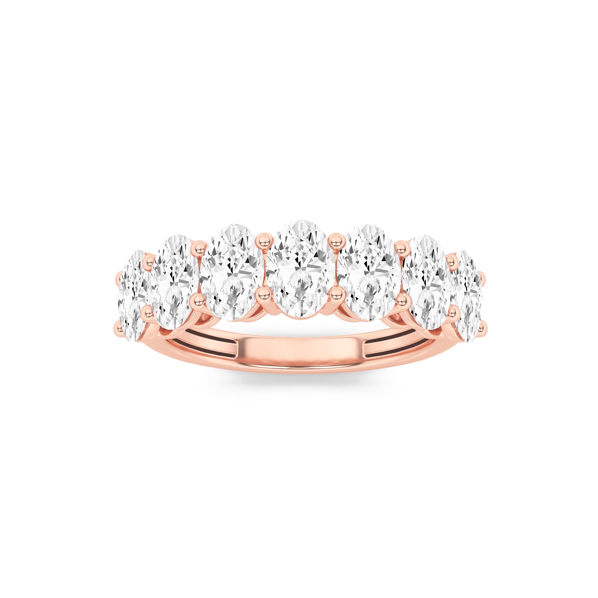 2.25CTW Oval Shaped Lab Grown Diamond (F/VS) Seven Stone Band Ring in 14K Gold