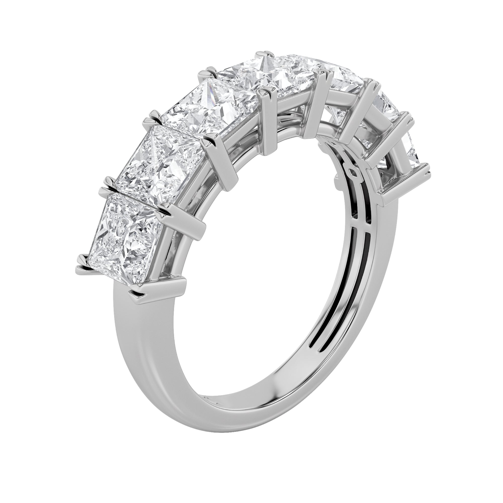2CTW Princess Shaped Lab Grown Diamond (F/VS) Seven Stone Band Ring in 14K Gold