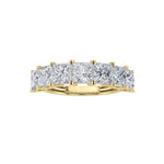3CTW Princess Shaped Lab Grown Diamond (F/VS) Seven Stone Band Ring in 14K Gold