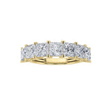 3CTW Princess Shaped Lab Grown Diamond (F/VS) Seven Stone Band Ring in 14K Gold