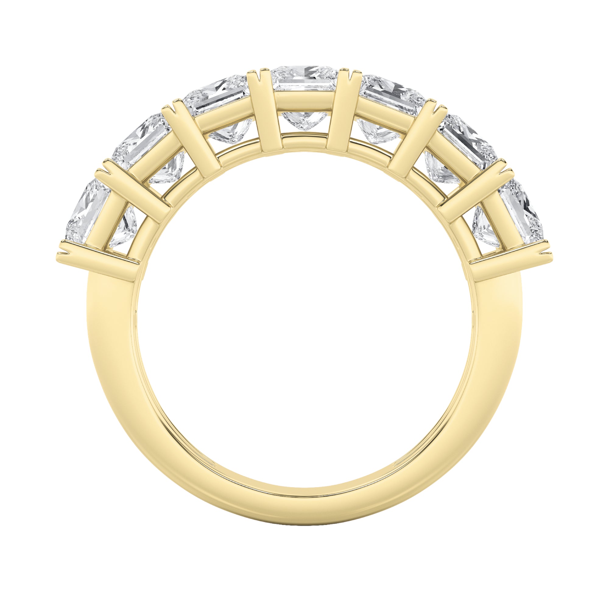 3CTW Princess Shaped Lab Grown Diamond (F/VS) Seven Stone Band Ring in 14K Gold