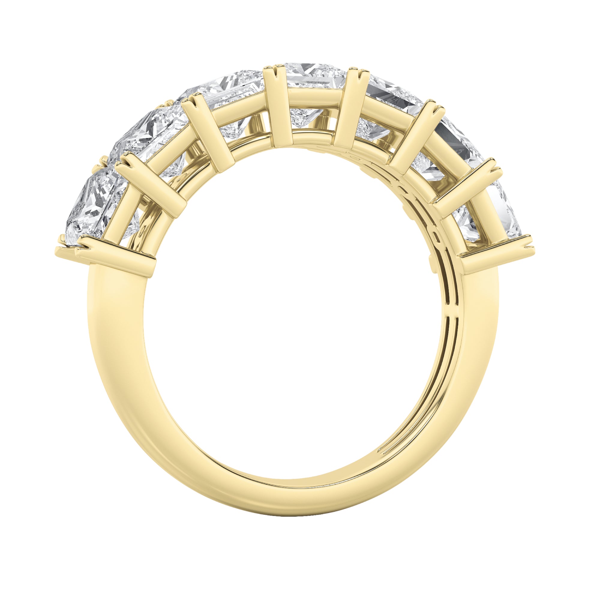 3CTW Princess Shaped Lab Grown Diamond (F/VS) Seven Stone Band Ring in 14K Gold