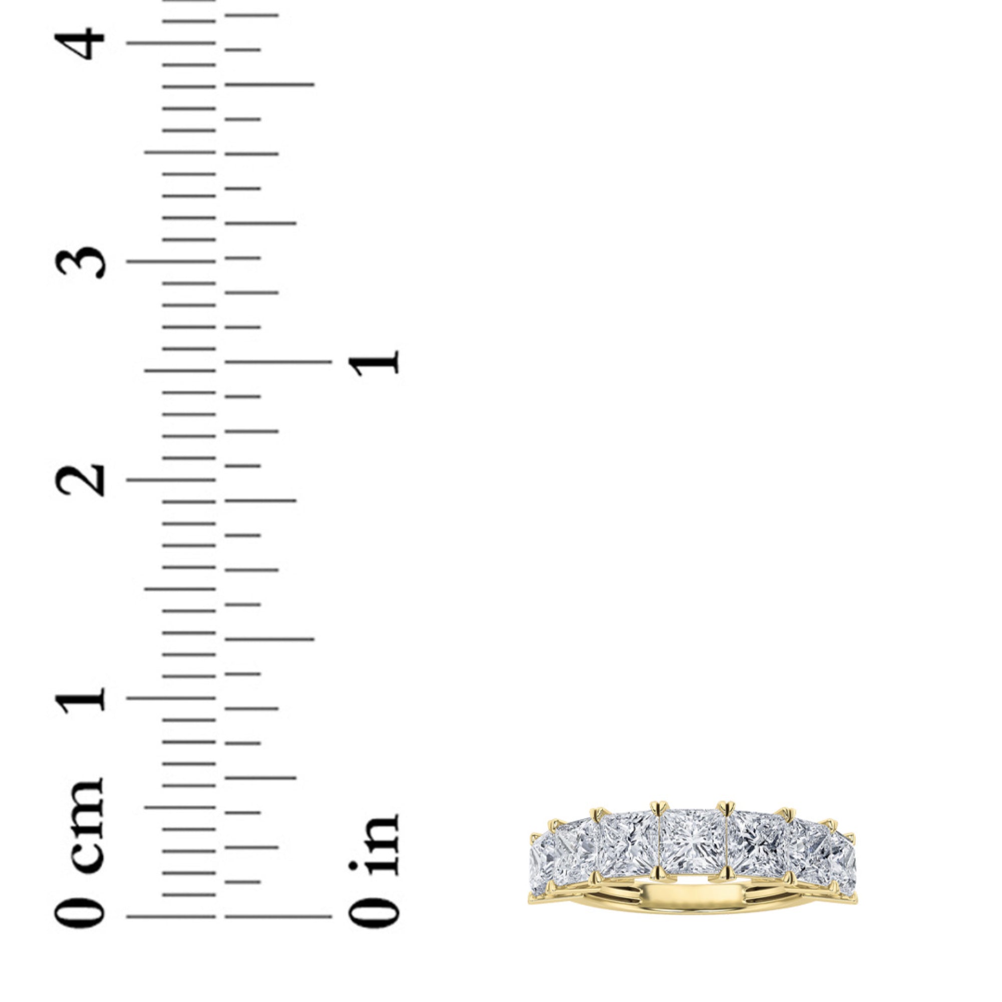 3CTW Princess Shaped Lab Grown Diamond (F/VS) Seven Stone Band Ring in 14K Gold