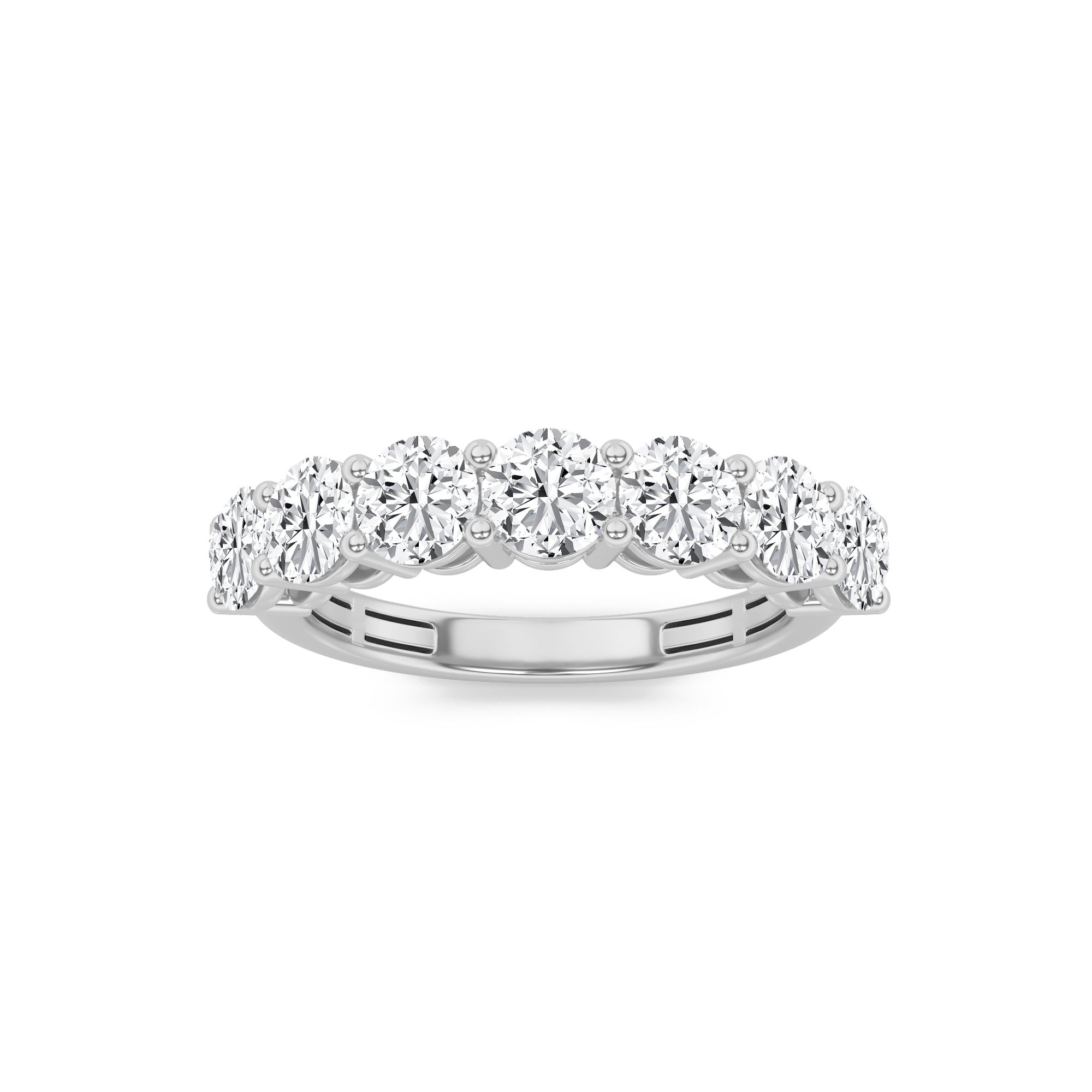 2CTW Round Shaped Lab Grown Diamond (F/VS) Seven Stone Band Ring in 14K Gold