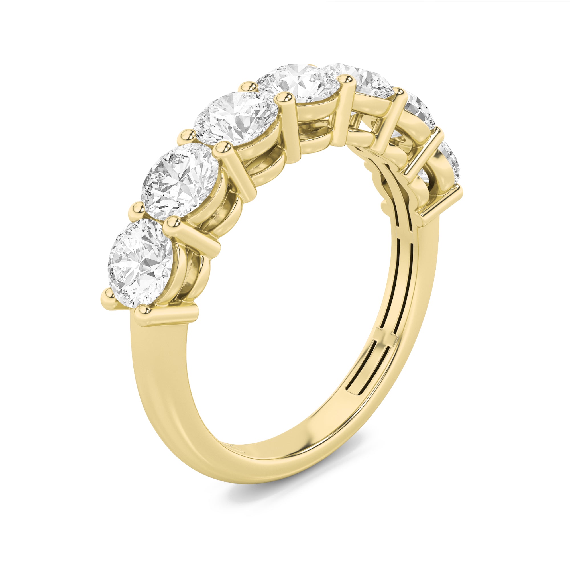 2CTW Round Shaped Lab Grown Diamond (F/VS) Seven Stone Band Ring in 14K Gold