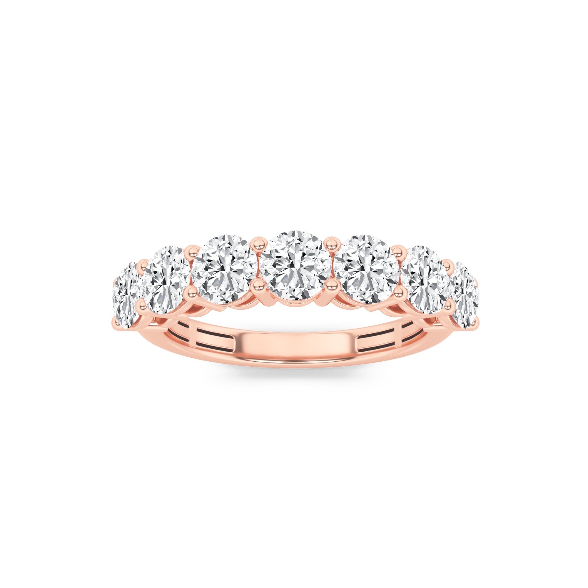 2CTW Round Shaped Lab Grown Diamond (F/VS) Seven Stone Band Ring in 14K Gold