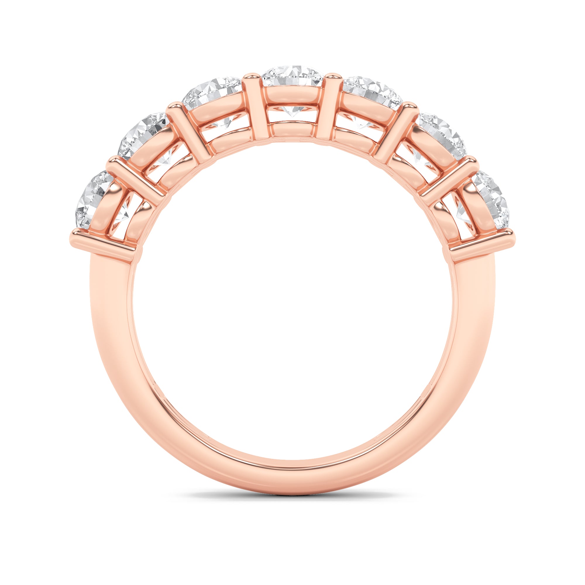 2CTW Round Shaped Lab Grown Diamond (F/VS) Seven Stone Band Ring in 14K Gold