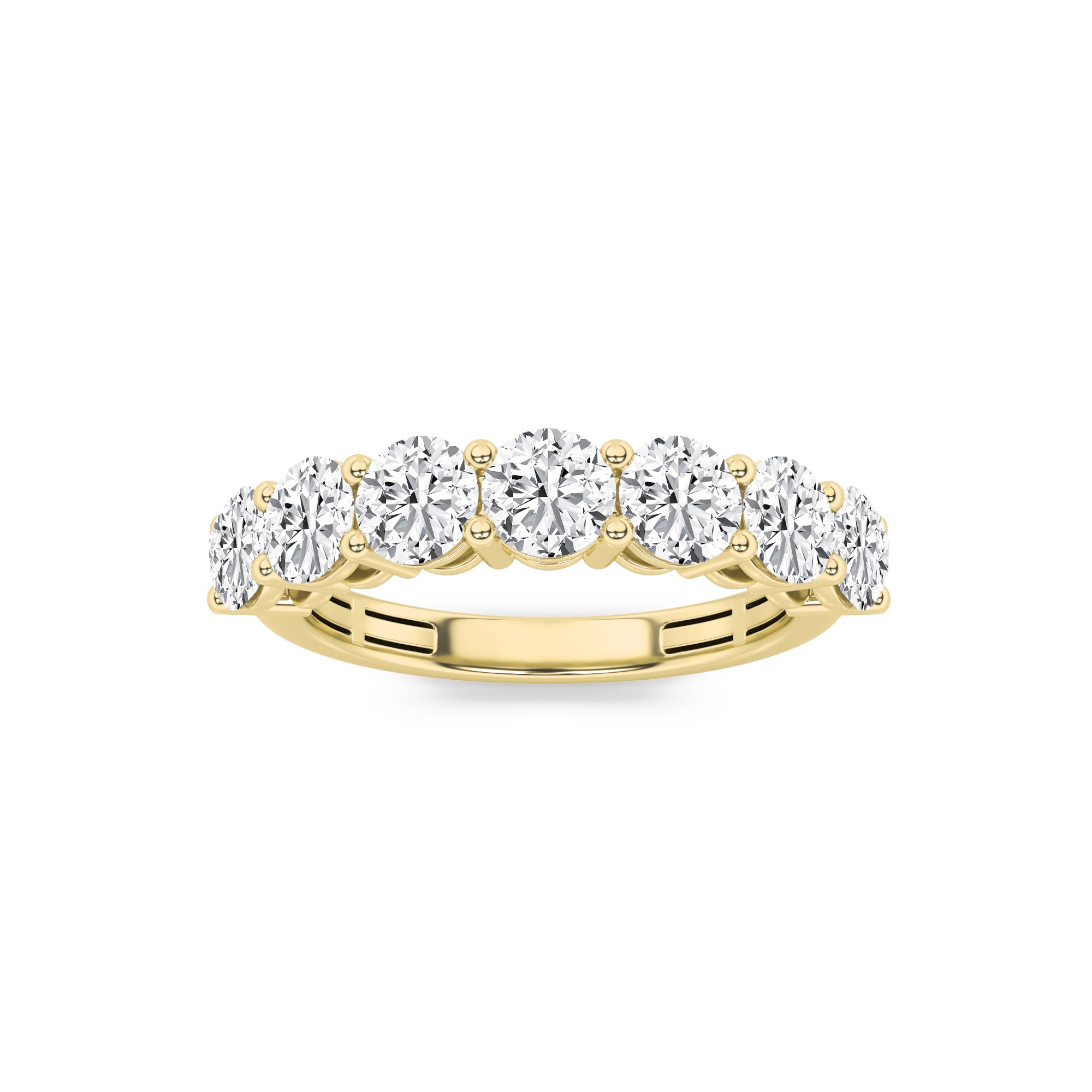 3CTW Round Shaped Lab Grown Diamond (F/VS) Seven Stone Band Ring in 14K Gold
