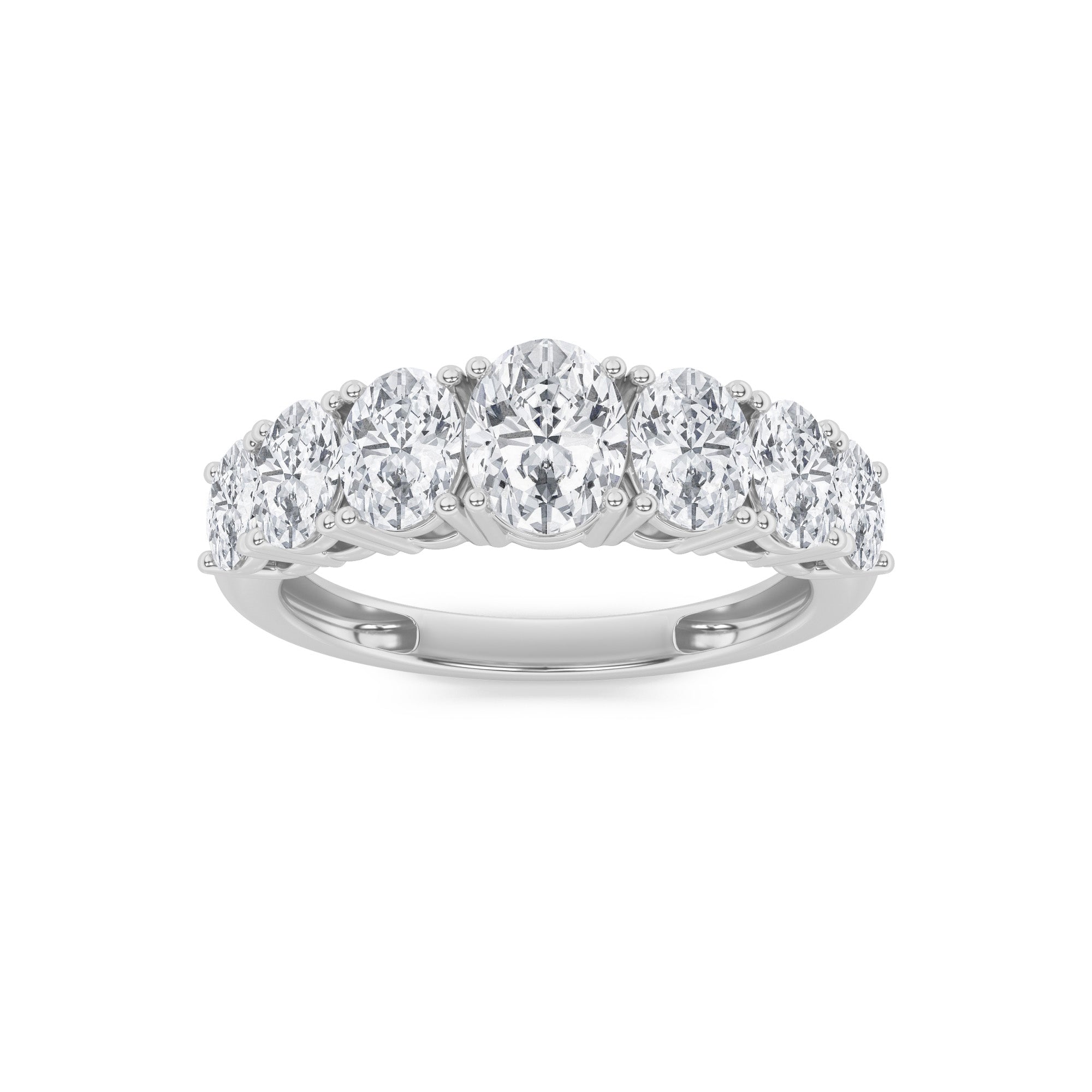 2CTW Oval Shaped Lab Grown Diamond (G/VS) Seven Stone Band Ring in 14K Gold
