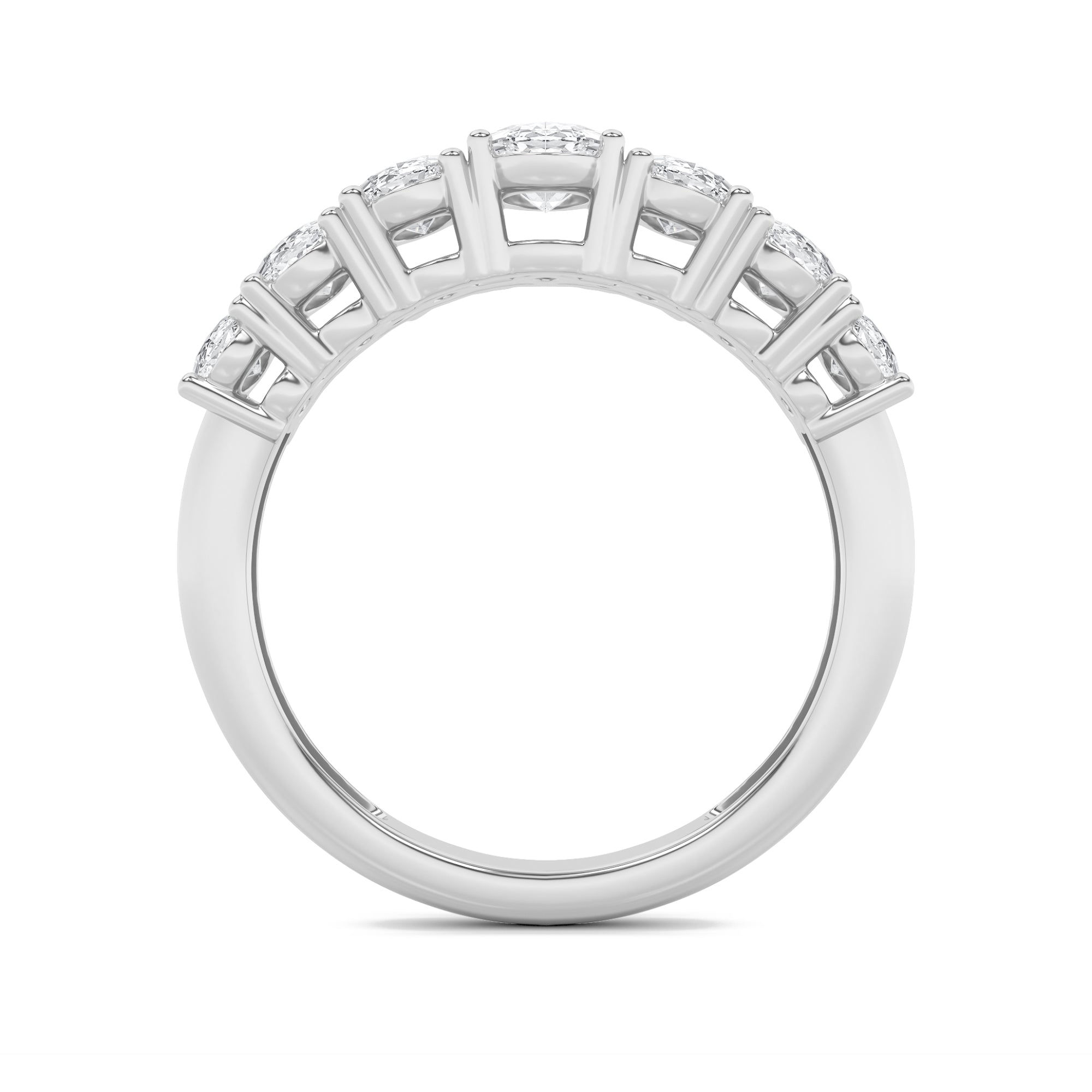 2CTW Oval Shaped Lab Grown Diamond (G/VS) Seven Stone Band Ring in 14K Gold