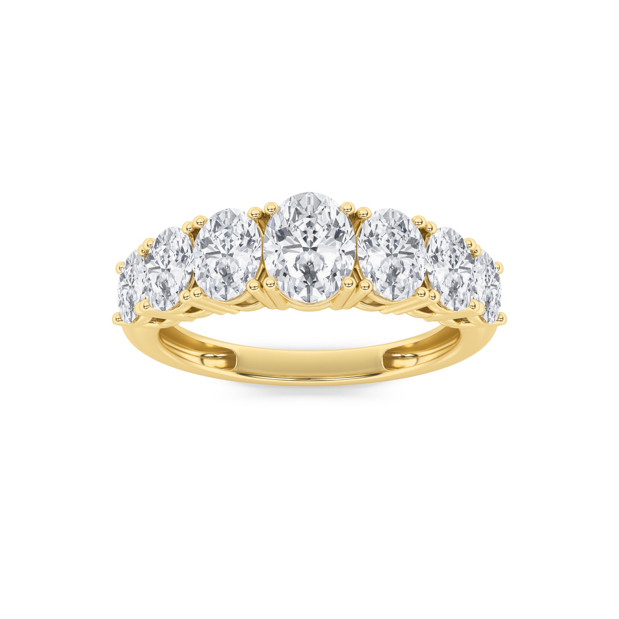 2CTW Oval Shaped Lab Grown Diamond (F/VS) Seven Stone Band Ring in 14K Gold