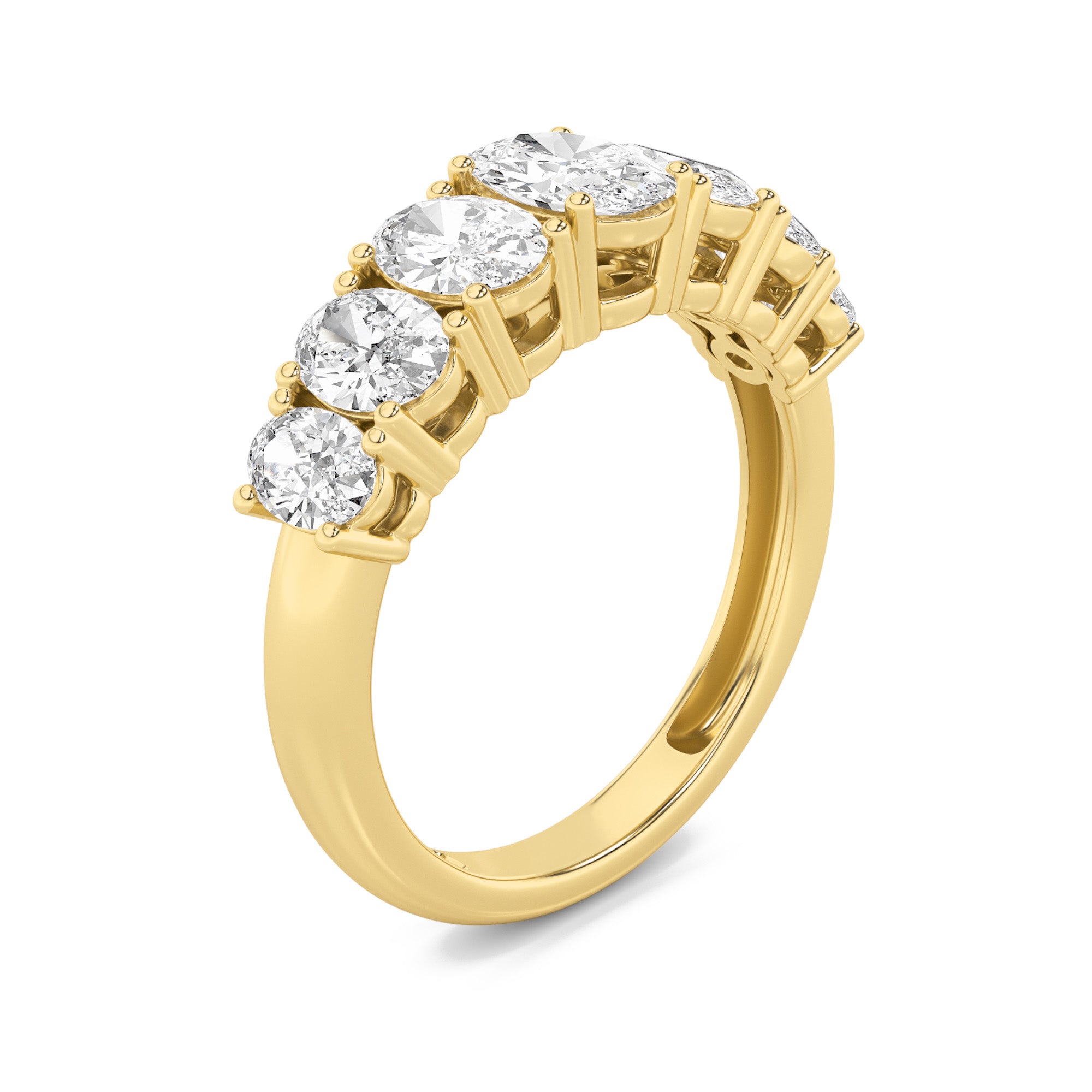 2CTW Oval Shaped Lab Grown Diamond (F/VS) Seven Stone Band Ring in 14K Gold