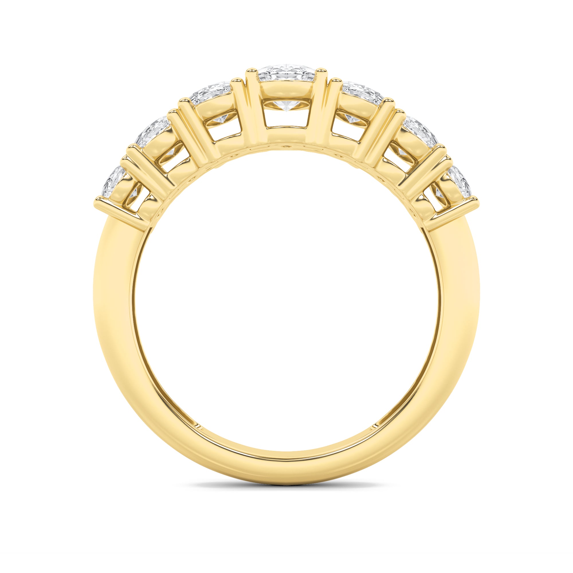 2CTW Oval Shaped Lab Grown Diamond (F/VS) Seven Stone Band Ring in 14K Gold