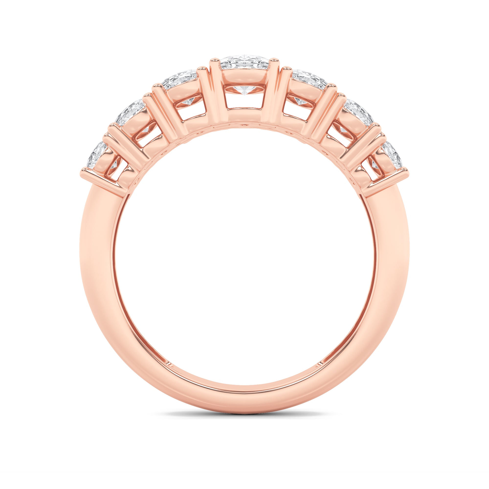 2CTW Oval Shaped Lab Grown Diamond (G/VS) Seven Stone Band Ring in 14K Gold