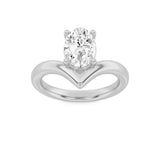 1.5CTW Oval Shaped Lab Grown Diamond (G/VS) Chevron Solitaire Engagement Ring in 14K Gold