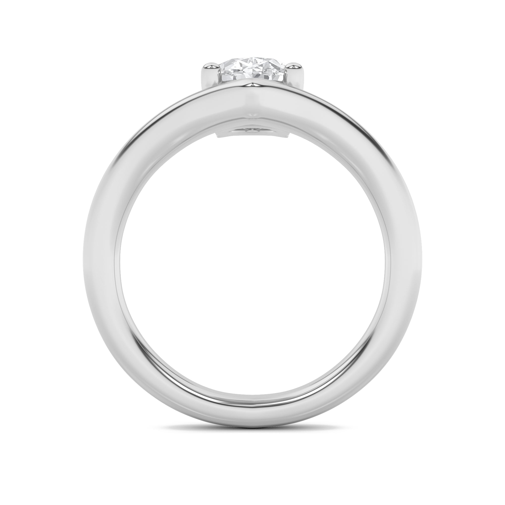 1.5CTW Oval Shaped Lab Grown Diamond (G/VS) Chevron Solitaire Engagement Ring in 14K Gold