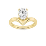 1.5CTW Oval Shaped Lab Grown Diamond (G/VS) Chevron Solitaire Engagement Ring in 14K Gold