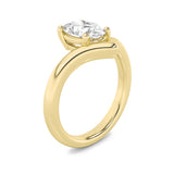1.5CTW Oval Shaped Lab Grown Diamond (G/VS) Chevron Solitaire Engagement Ring in 14K Gold