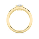 1.5CTW Oval Shaped Lab Grown Diamond (G/VS) Chevron Solitaire Engagement Ring in 14K Gold