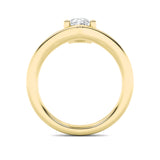 1.5CTW Oval Shaped Lab Grown Diamond (G/VS) Chevron Solitaire Engagement Ring in 14K Gold