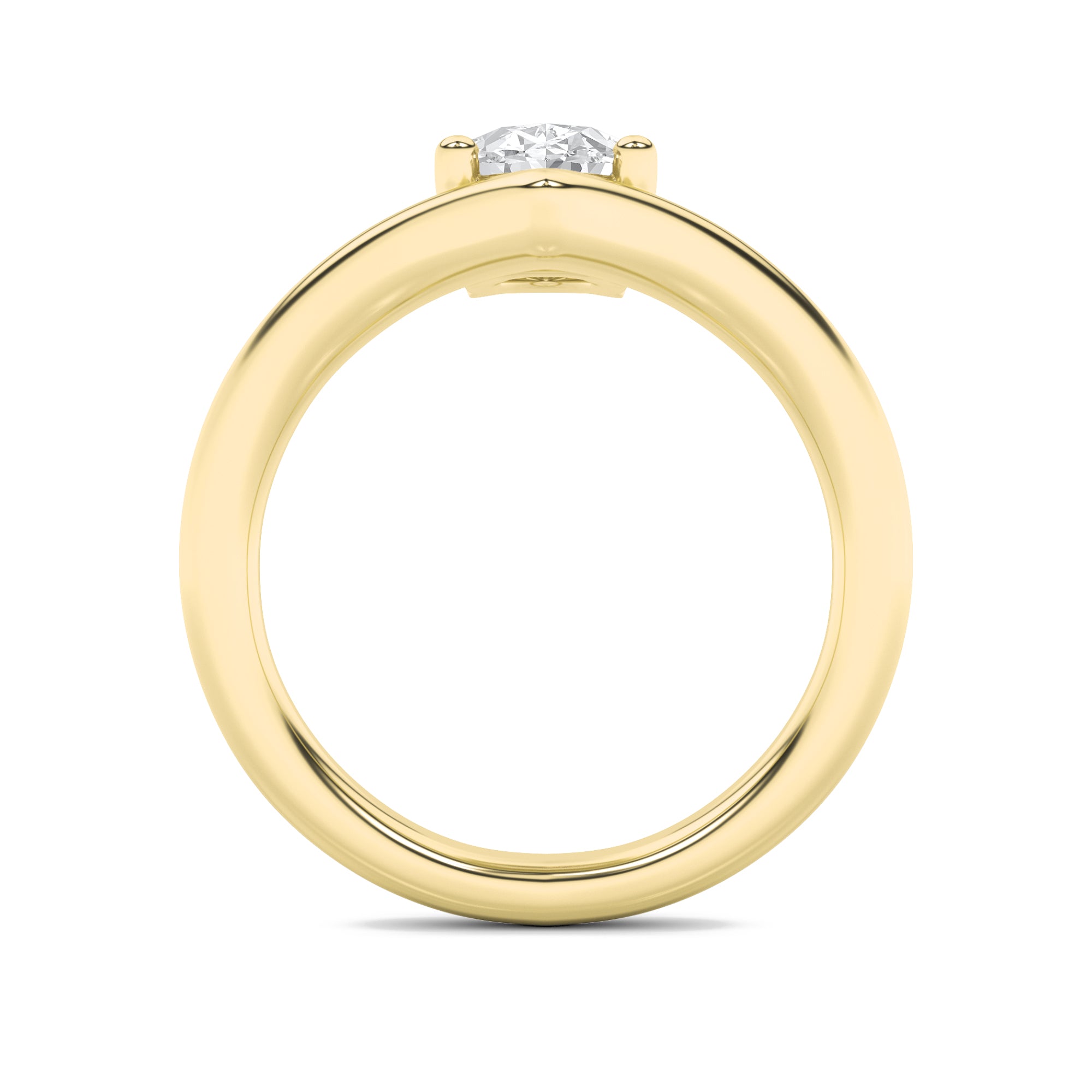 1.5CTW Oval Shaped Lab Grown Diamond (G/VS) Chevron Solitaire Engagement Ring in 14K Gold