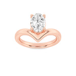 1.5CTW Oval Shaped Lab Grown Diamond (F/VS) Chevron Solitaire Engagement Ring in 14K Gold