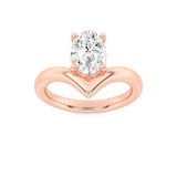 1.5CTW Oval Shaped Lab Grown Diamond (F/VS) Chevron Solitaire Engagement Ring in 14K Gold