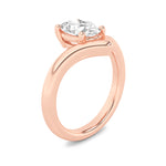 1.5CTW Oval Shaped Lab Grown Diamond (F/VS) Chevron Solitaire Engagement Ring in 14K Gold