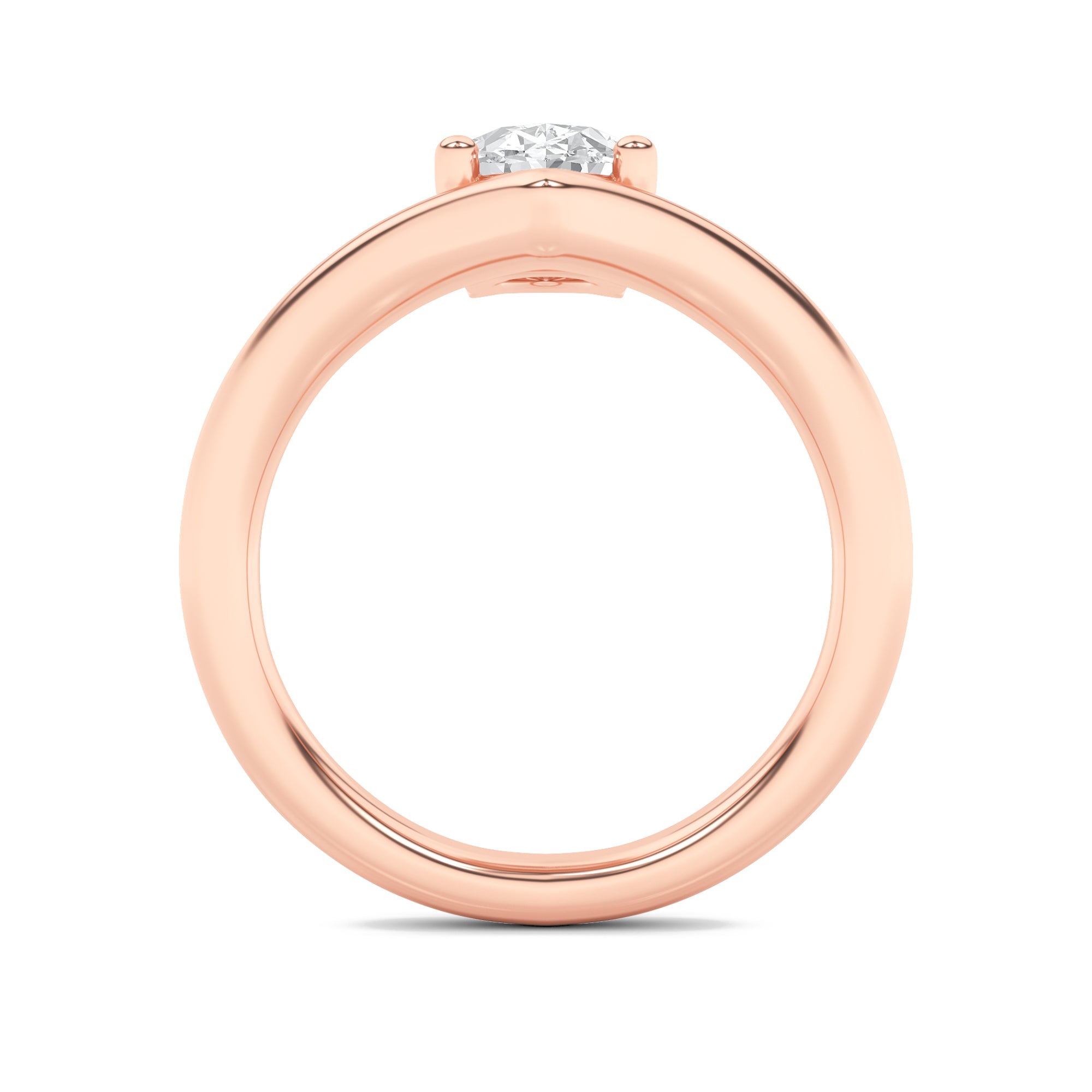 1.5CTW Oval Shaped Lab Grown Diamond (F/VS) Chevron Solitaire Engagement Ring in 14K Gold