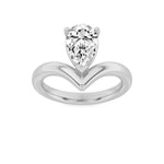 1.5CTW Pear Shaped Lab Grown Diamond (F/VS) Chevron Solitaire Engagement Ring in 14K Gold