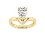 1.5CTW Pear Shaped Lab Grown Diamond (F/VS) Chevron Solitaire Engagement Ring in 14K Gold