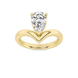 1.5CTW Pear Shaped Lab Grown Diamond (F/VS) Chevron Solitaire Engagement Ring in 14K Gold