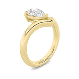 1.5CTW Pear Shaped Lab Grown Diamond (F/VS) Chevron Solitaire Engagement Ring in 14K Gold