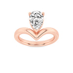 1.5CTW Pear Shaped Lab Grown Diamond (F/VS) Chevron Solitaire Engagement Ring in 14K Gold