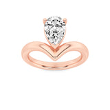 1.5CTW Pear Shaped Lab Grown Diamond (F/VS) Chevron Solitaire Engagement Ring in 14K Gold