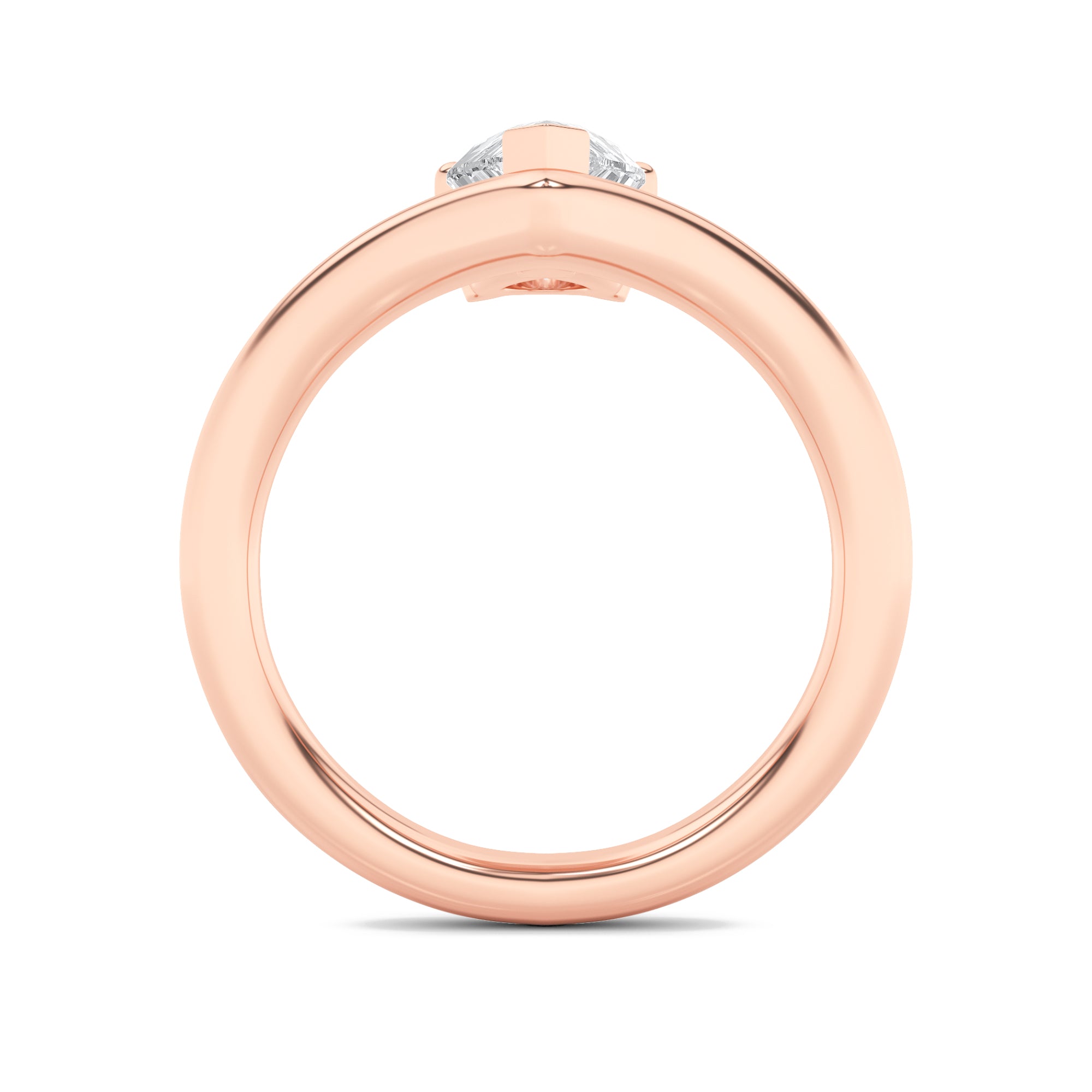 1.5CTW Pear Shaped Lab Grown Diamond (F/VS) Chevron Solitaire Engagement Ring in 14K Gold