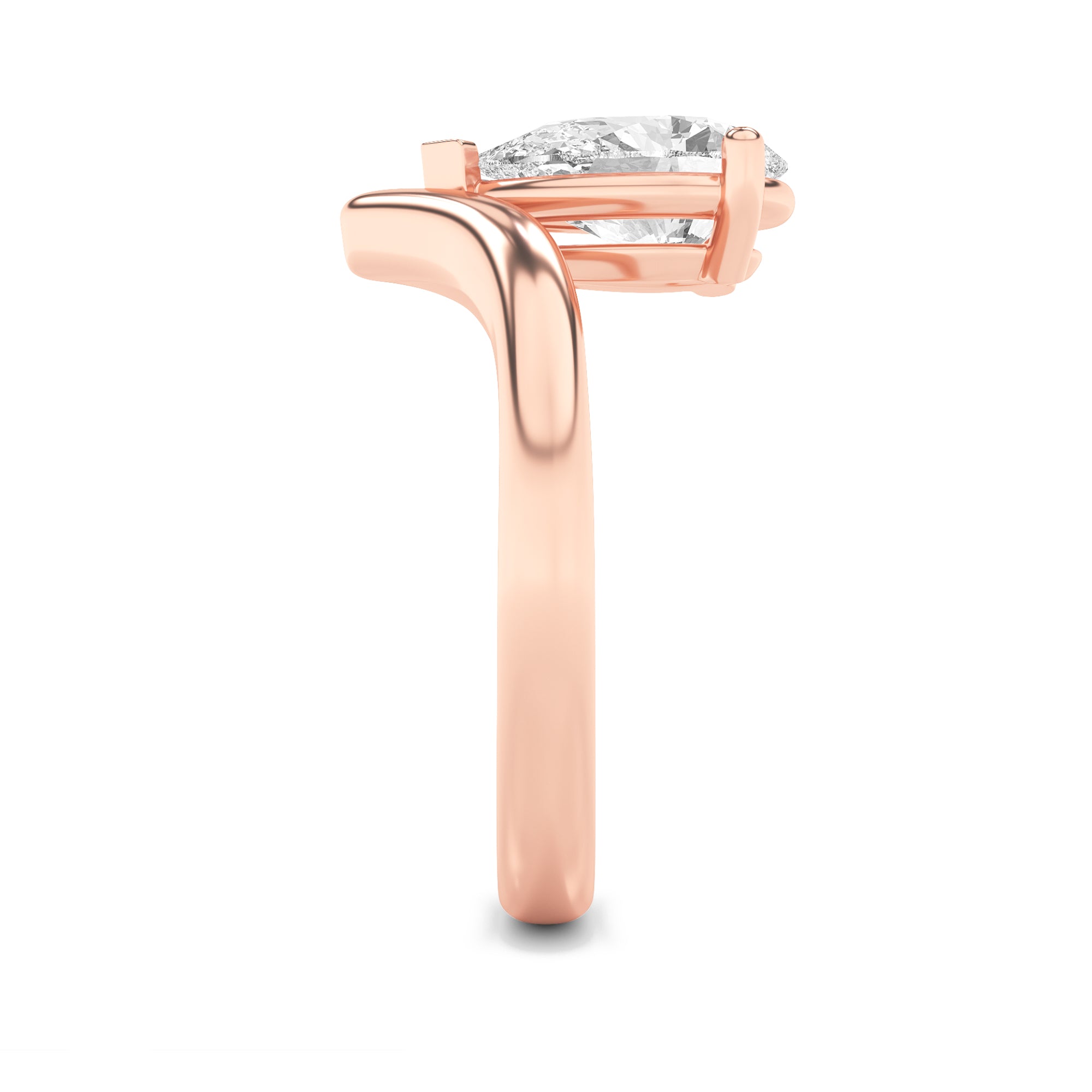 1.5CTW Pear Shaped Lab Grown Diamond (F/VS) Chevron Solitaire Engagement Ring in 14K Gold