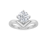 1.5CTW Round Shaped Lab Grown Diamond (G/VS) Chevron Solitaire Engagement Ring in 14K Gold