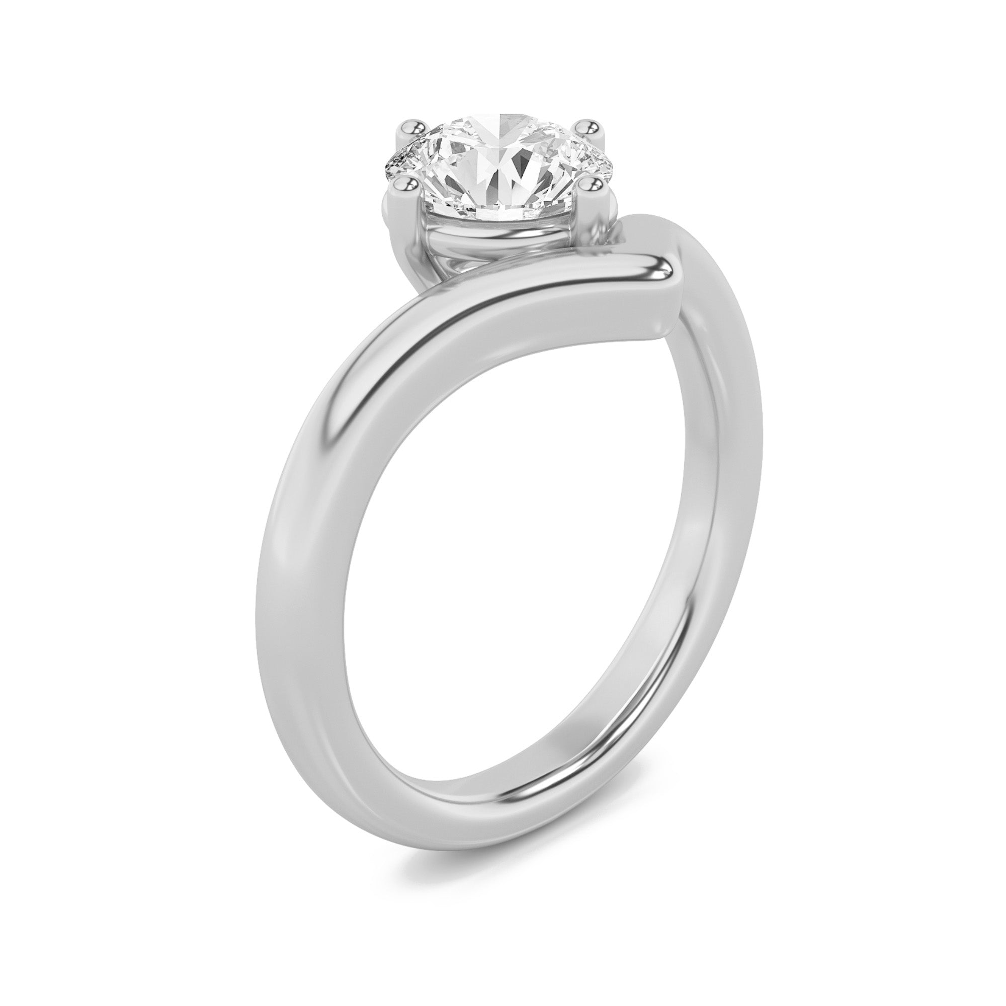 1.5CTW Round Shaped Lab Grown Diamond (G/VS) Chevron Solitaire Engagement Ring in 14K Gold