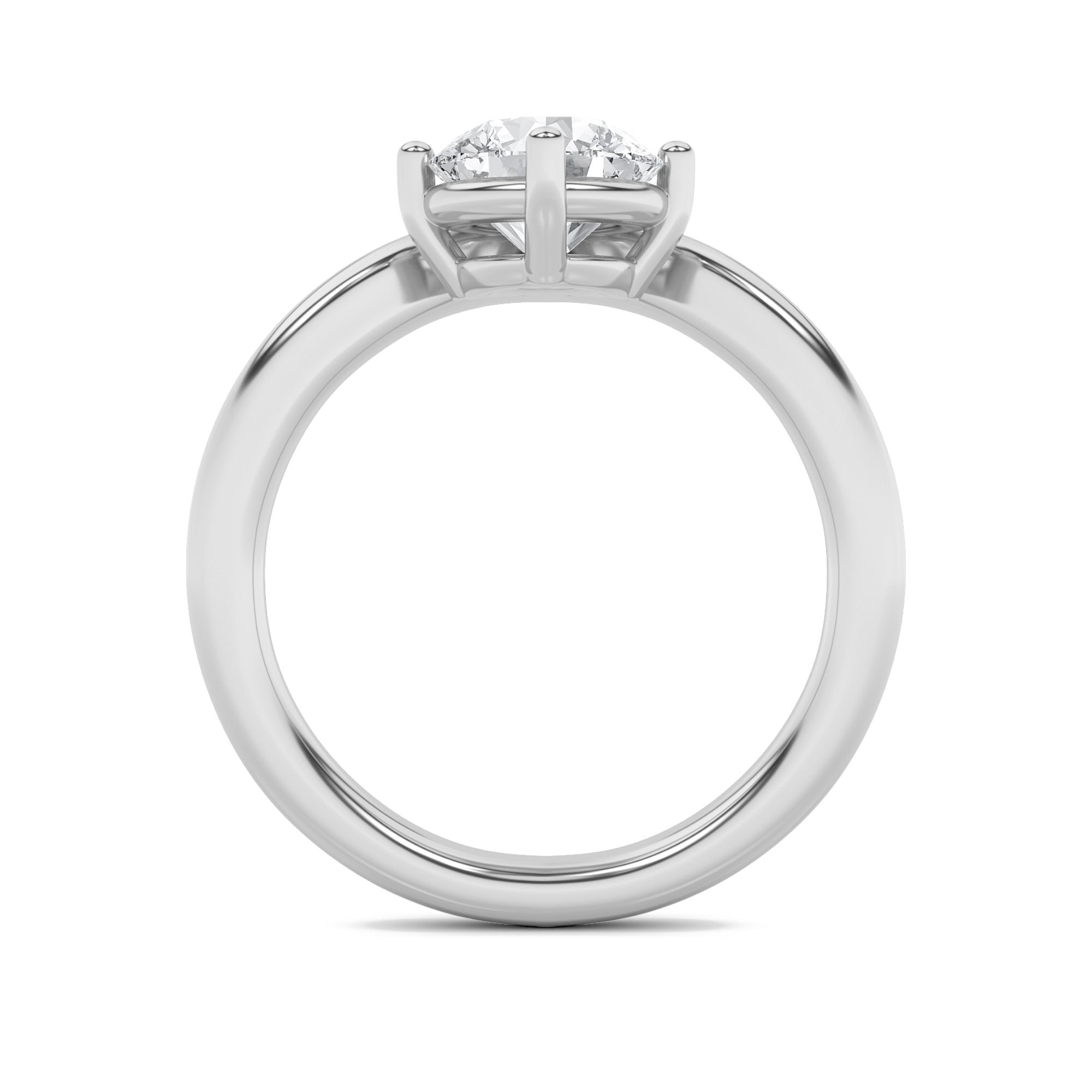 1.5CTW Round Shaped Lab Grown Diamond (G/VS) Chevron Solitaire Engagement Ring in 14K Gold