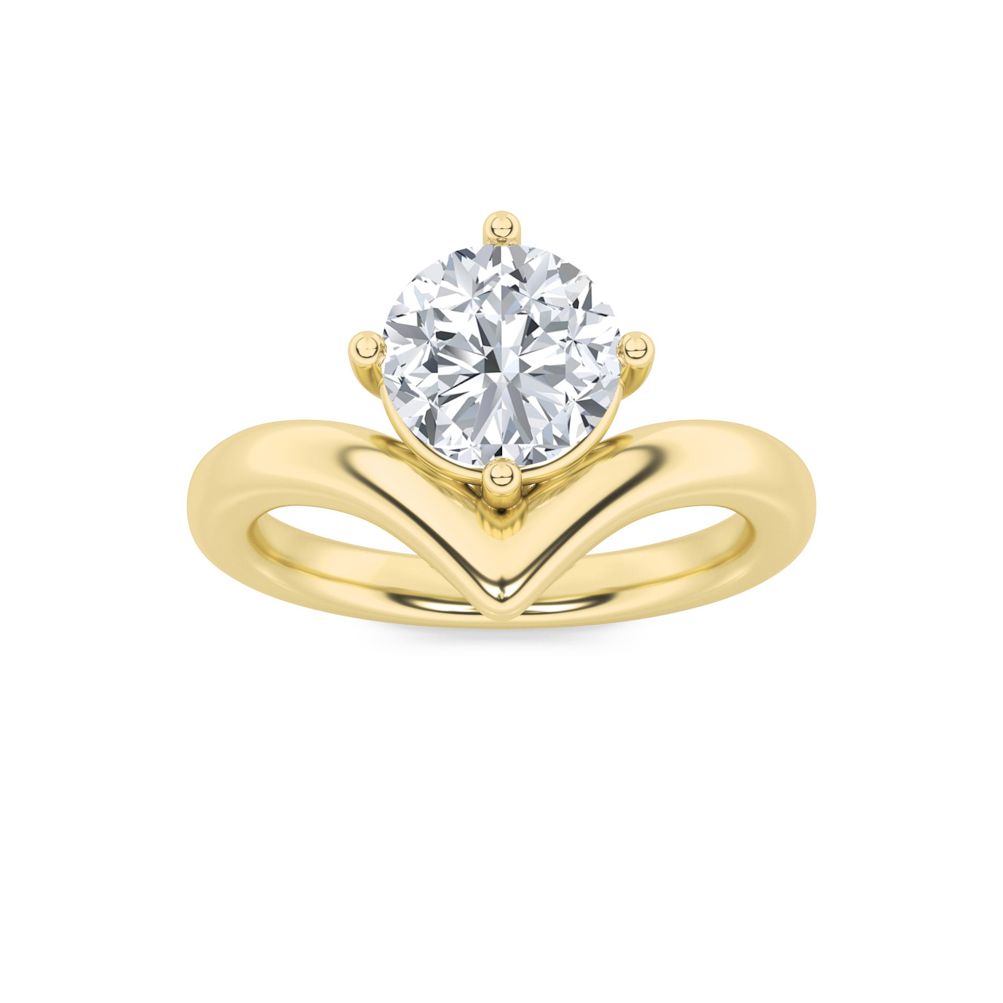 1.5CTW Round Shaped Lab Grown Diamond (G/VS) Chevron Solitaire Engagement Ring in 14K Gold