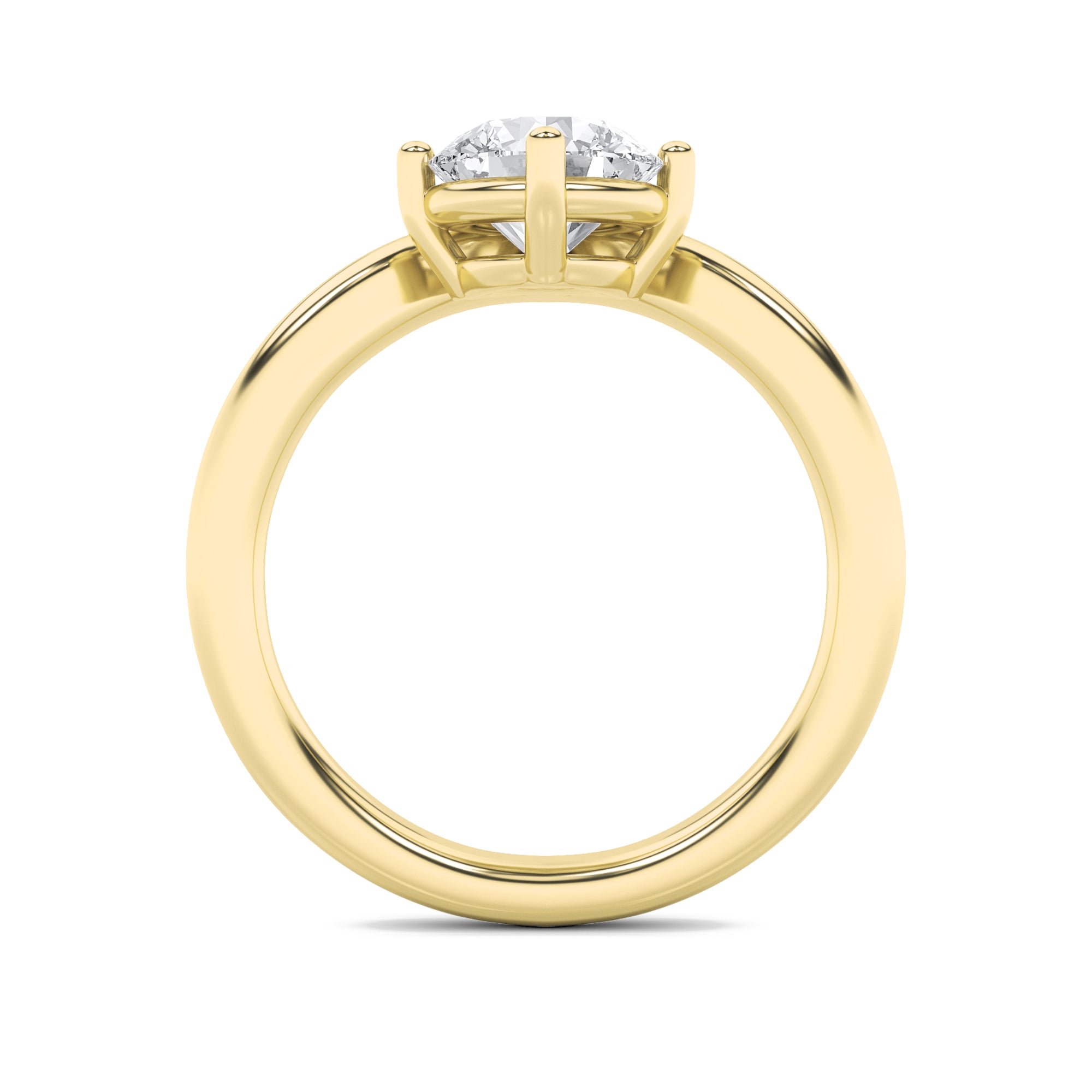 1.5CTW Round Shaped Lab Grown Diamond (G/VS) Chevron Solitaire Engagement Ring in 14K Gold