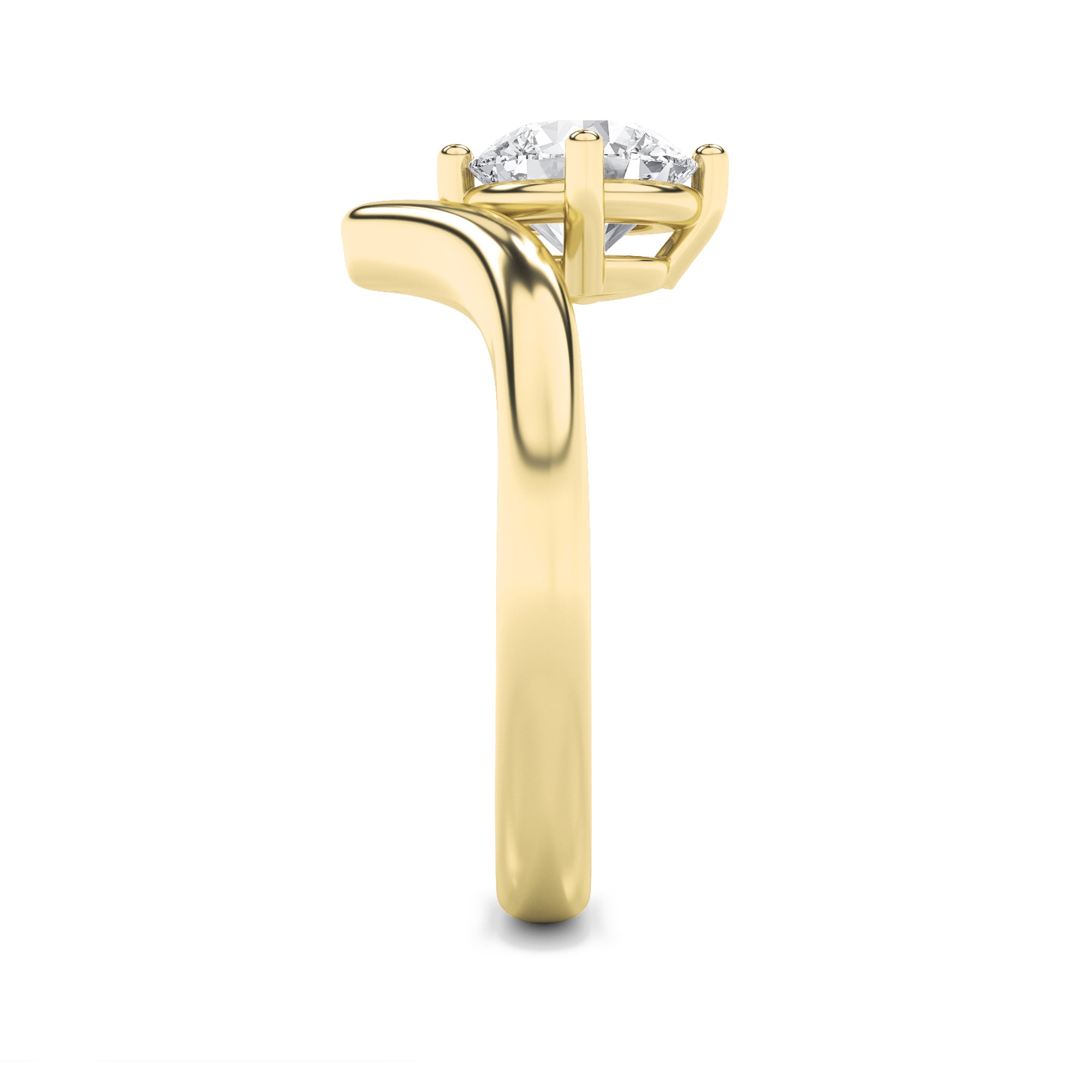 1.5CTW Round Shaped Lab Grown Diamond (G/VS) Chevron Solitaire Engagement Ring in 14K Gold