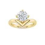 1.5CTW Round Shaped Lab Grown Diamond (G/VS) Chevron Solitaire Engagement Ring in 14K Gold