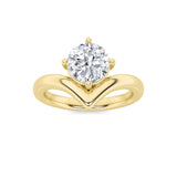 1.5CTW Round Shaped Lab Grown Diamond (G/VS) Chevron Solitaire Engagement Ring in 14K Gold