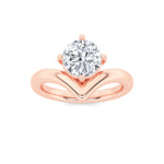 1.5CTW Round Shaped Lab Grown Diamond (G/VS) Chevron Solitaire Engagement Ring in 14K Gold