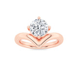 1.5CTW Round Shaped Lab Grown Diamond (G/VS) Chevron Solitaire Engagement Ring in 14K Gold