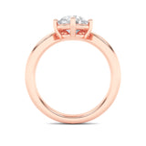 1.5CTW Round Shaped Lab Grown Diamond (G/VS) Chevron Solitaire Engagement Ring in 14K Gold